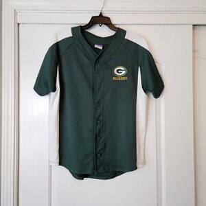 Green Bay Packers Baseball Short-sleeve Shirt Men's Large Embroidered Logo Green